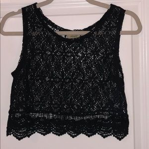 Black Lace Crop Top